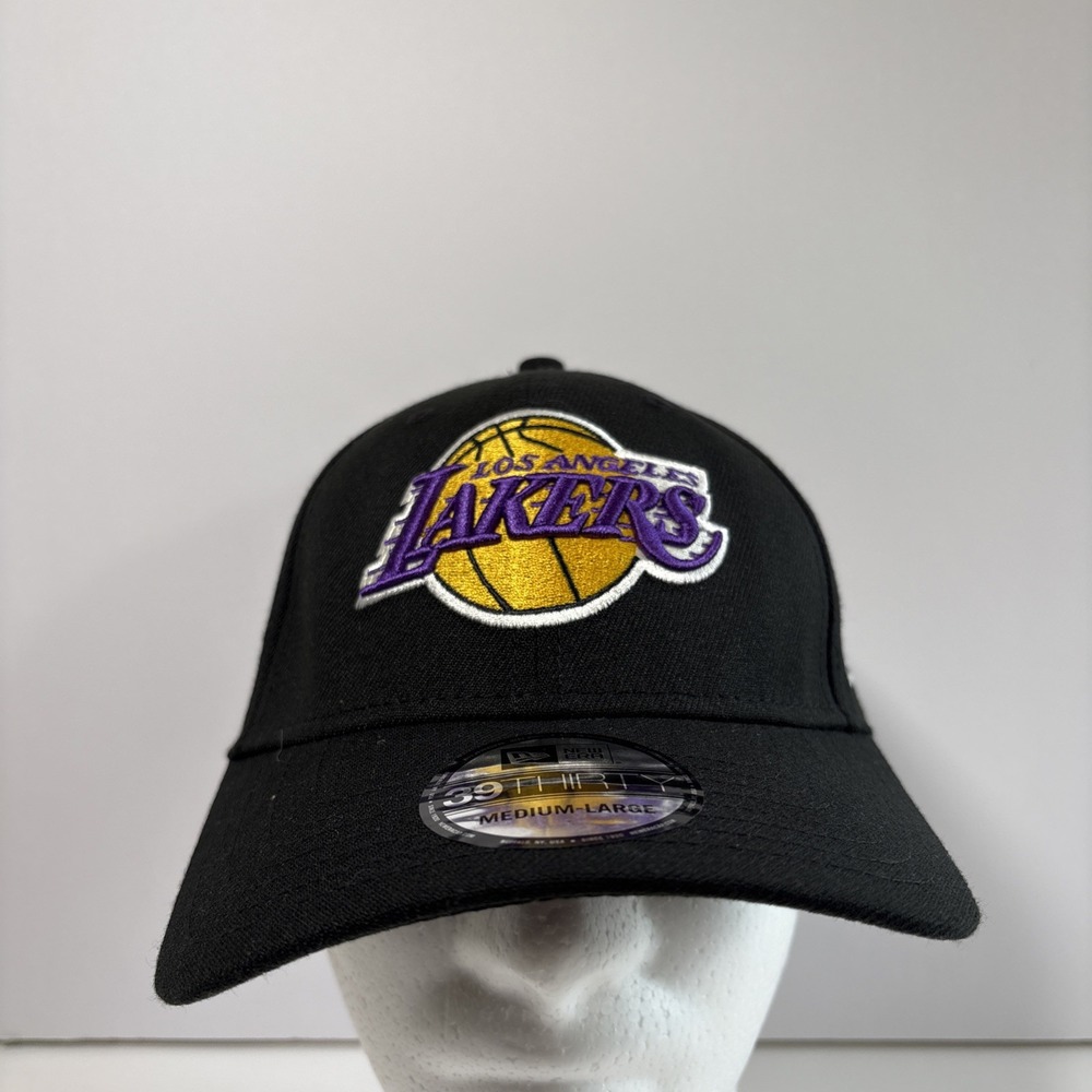 New Era 39THIRTY Los Angeles Lakers Black NBA Hat NEW M/L